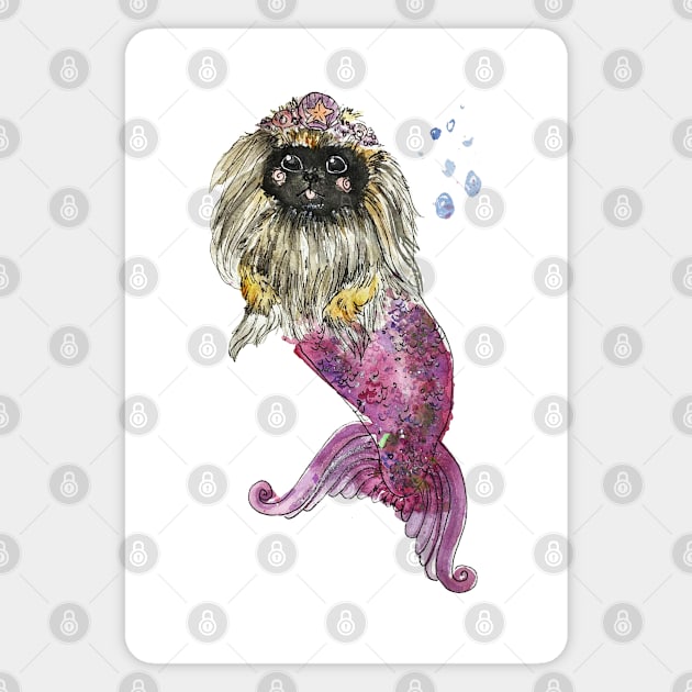 Pekingese Mermaid Magnet by aquabun